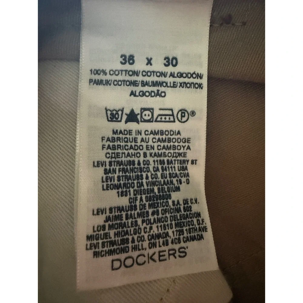 Dockers Mens Khaki Chinos‎ 36x30 Tan Cotton Straight Leg Casual Pants 36 x 26